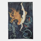 グラディエーター サイクル、ビンテージ ヴィクトリアン アールヌーヴォー キッチンタオル (縦)