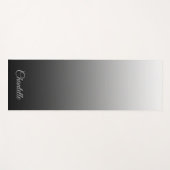 グラデエレガントーション(黒から白、名前をカスタムする) ヨガマット (正面(横))