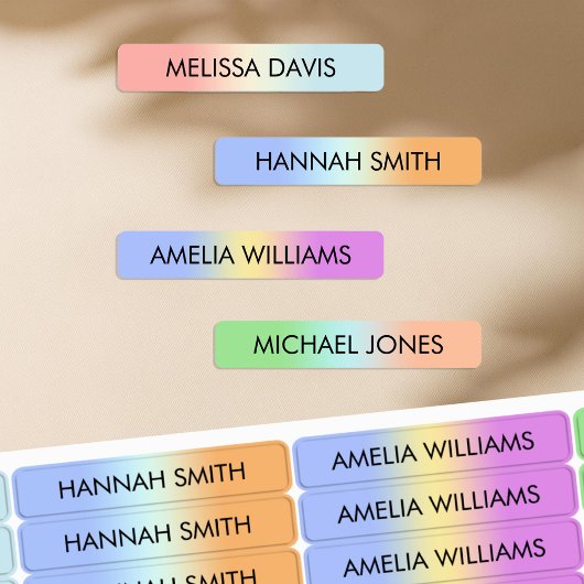 グラデカラフルィエントキッズ防水名ラベル ラベル