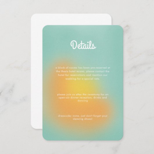 グラデカラフルィエントミント結婚オレンジ エンクロージャーカード (正面/裏面)