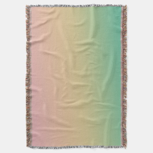 グラデカラフルィティグラデーションングティール(緑がかった色)ピーチピンク スローブランケット (正面縦)
