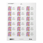 グラデカラフルオラの花の水彩住所 ラベル (フルシート)