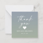 グラデグラデーションーションほこりっぽい青結婚緑ありがとう ノートカード (正面)