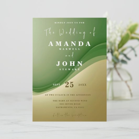 グラデグラデーションーション春カラーパレット結婚フォト 招待状 (スタンド正面)