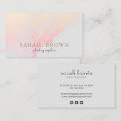 グラデシンプルィエントピンクピーチマーブルグレー 名刺 (正面/裏面)