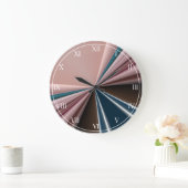 グラデスタイリッシュィティストライプーのパターンのピンク、ティール（緑がかった色）ミックス ラージ壁時計 (ホーム)