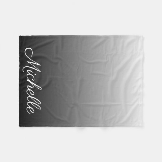 グラデパーソナライズされたーショングラデーションの黒い色合い フリースブランケット (正面(横))