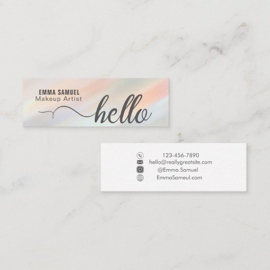 グラデモダンィエントパステルHelloミニマルKrighic スキニー名刺 (正面/裏面)