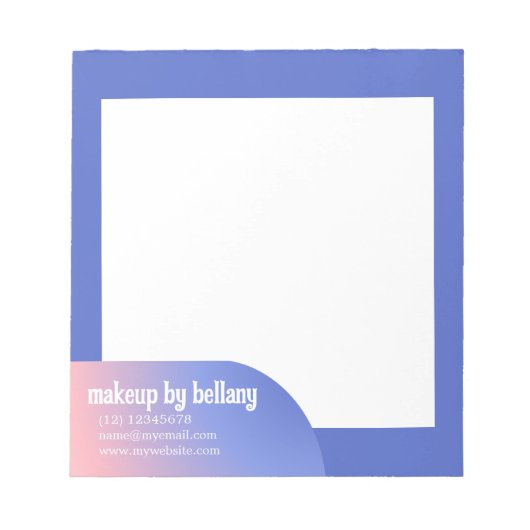 グラデモダンィエントブルーエレガントピンクのメイクアップアーティスト ノートパッド (正面)