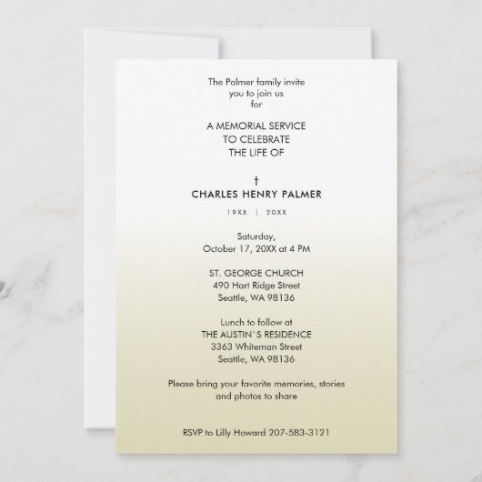 グラデモダンィエントミニマル写真葬儀サービス 招待状 (裏面)