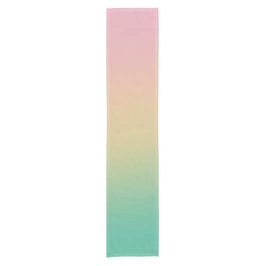 グラデモダンィティグラデーションングティール(緑がかった色)ピーチピンク ショートテーブルランナー (正面)