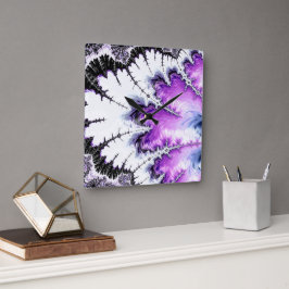 グラデモダンカラフルィエントフラクタルアート スクエア壁時計