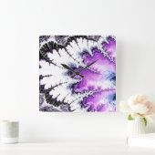 グラデモダンカラフルィエントフラクタルアート スクエア壁時計 (ホーム)