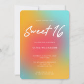 グラデモダンカラフルーションScript Sweet 16誕生日 招待状 (正面)