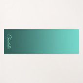 グラデーエレガントションティール(緑がかった色)(名前をカスタムする) ヨガマット (正面(横))