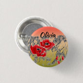 グラデーシグラデーションョラルライムソフトぼやけカラーレッド 缶バッジ (正面&裏面)