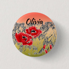 グラデーシグラデーションョラルライムソフトぼやけカラーレッド 缶バッジ