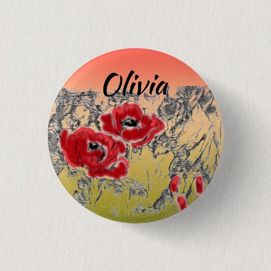 グラデーシグラデーションョラルライムソフトぼやけカラーレッド 缶バッジ (正面)