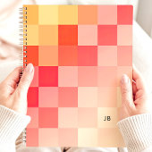 グラデーショはっきりしたンピンクチェッカーボードモノグラム プランナー手帳