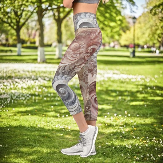 グラデーショエレガントンパステルレースパターン カプリレギンス
