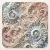 グラデーショエレガントンパステルレースパターン スクエアペーパーコースター (正面)