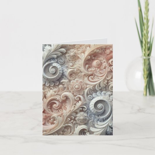 グラデーショエレガントンパステルレースパターン ノートカード (正面)