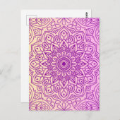 グラデーショエレガントン紫ピーチマンダラパターン ポストカード (正面/裏面)