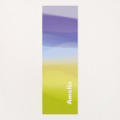 グラデーショシンプルン色ラベンダーの緑の黄色の名前 ヨガマット (正面)