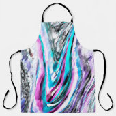 グラデーションと霧雨、シアンとピンクの混合 エプロン (正面)