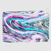 グラデーションと霧雨、シアンとピンクの混合 ゴルフタオル (横)