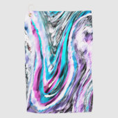 グラデーションと霧雨、シアンとピンクの混合 ゴルフタオル (正面)