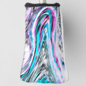 グラデーションと霧雨、シアンとピンクの混合 ゴルフヘッドカバー (回転90)