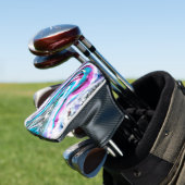 グラデーションと霧雨、シアンとピンクの混合 ゴルフヘッドカバー (インサイチュ)