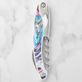 グラデーションと霧雨、シアンとピンクの混合 ソムリエナイフ (裏面)