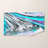 グラデーションと霧雨、シアンとピンクの混合 バスタオルセット (ハンドタオル)