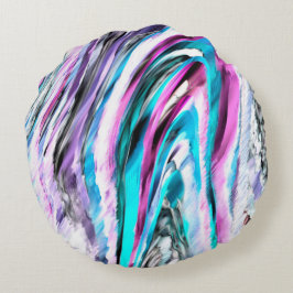 グラデーションと霧雨、シアンとピンクの混合 ラウンドクッション