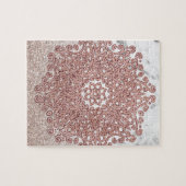 グラデーションなばら色の金ゴールドの曼荼羅の大理石のグリッター ジグソーパズル (横)