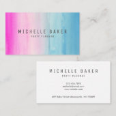 グラデーションなイベントプランナーのピンクの青い水彩画 名刺 (正面/裏面)