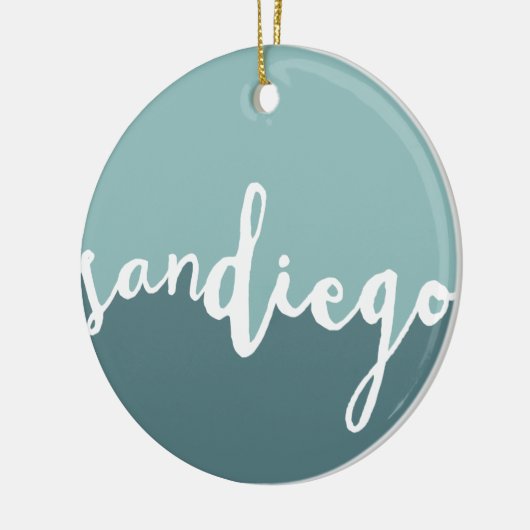 グラデーションなサンディエゴ、カリフォルニア|の青い書道 セラミックオーナメント (左)
