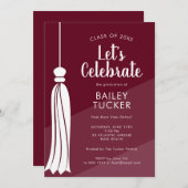 グラデーションなバーガンディの赤い卒業のパーティの招待状 案内状 (正面/裏面)