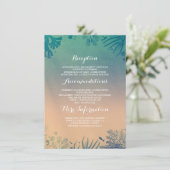 グラデーションなビーチの水中ティール（緑がかった色）の結婚式の詳細 エンクロージャーカード (スタンド正面)