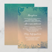 グラデーションなビーチの水中ティール（緑がかった色）の結婚式の詳細 エンクロージャーカード (正面/裏面)