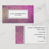 グラデーションなピンクおよび金ゴールドのグリッター 名刺 (正面/裏面)