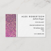 グラデーションなピンクおよび金ゴールドのグリッター 名刺 (裏面)