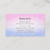 グラデーションなピンクの紫色のグリッターの虹色の名刺 名刺 (裏面)