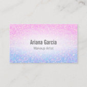 グラデーションなピンクの紫色のグリッターの虹色の名刺 名刺 (正面)