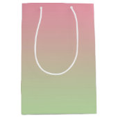 グラデーションなピンク及び緑 ミディアムペーパーバッグ (正面)