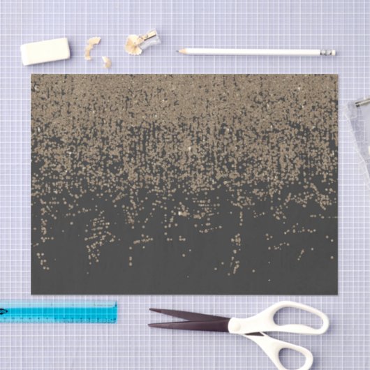 グラデーションな斑入りの金ゴールドのグリッターの黒 薄葉紙 (クラフト)