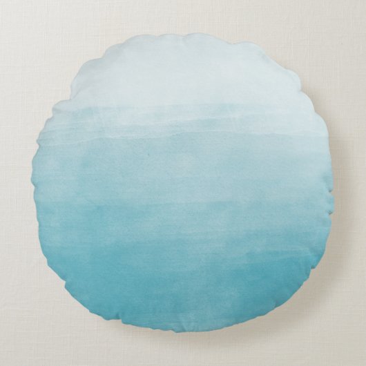グラデーションな水の至福の水彩画 ラウンドクッション (正面)