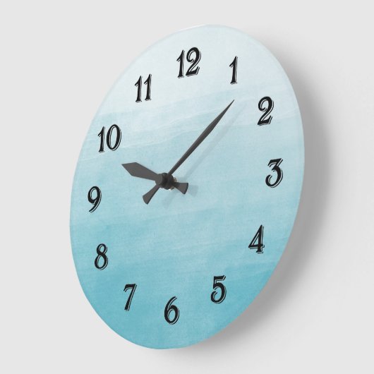 グラデーションな水の至福の水彩画 ラージ壁時計 (傾斜)